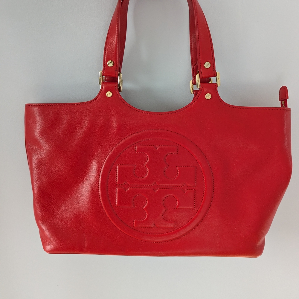 Tory Burch Red Leather Tote Bag